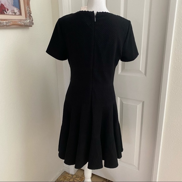 Rebecca Taylor Textured Fit And Flare Black Dress Sz 10 - Picture 7 of 12